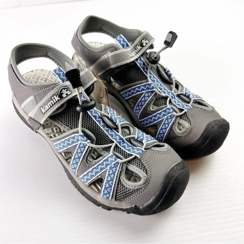 Kamik Sandals womens 10 Islander 2 Blue Grey Hook Loop Shoes Outdoors